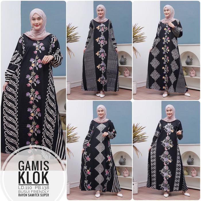 KOnveksi gamis daster muslimah wanita motif batik murah pekalongan