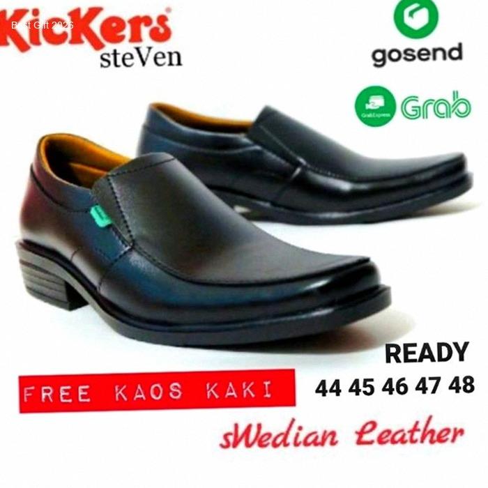 SEPATU FORMAL KICKERS PANTOFEL STEVEN KULIT WARNA HITAM PILIHAN KERJA KANTOR PRIA READY BIG SIZE UKU