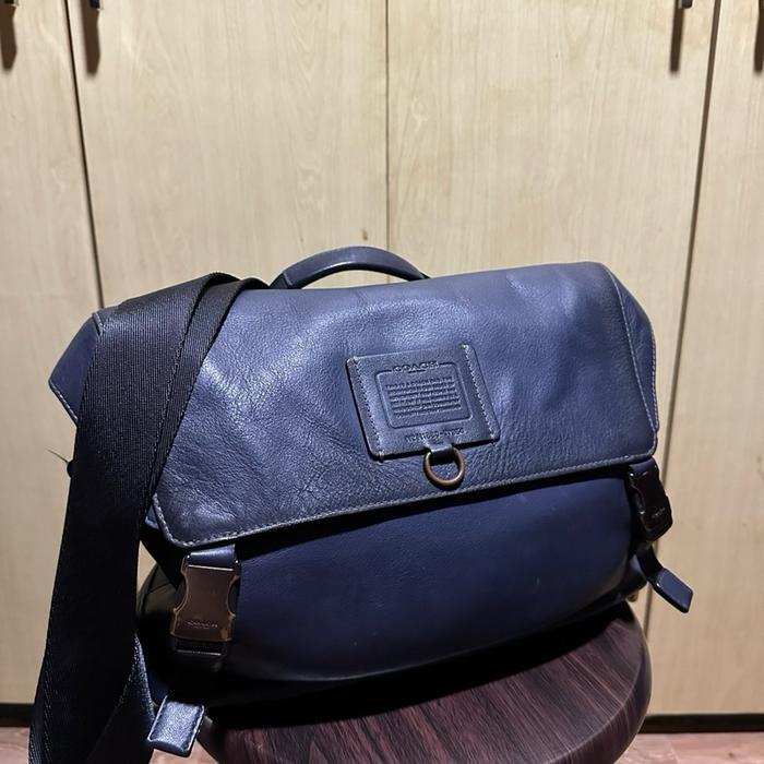 Tas Coach Messenger Leather Navy Blue Original w dustbag paperbag