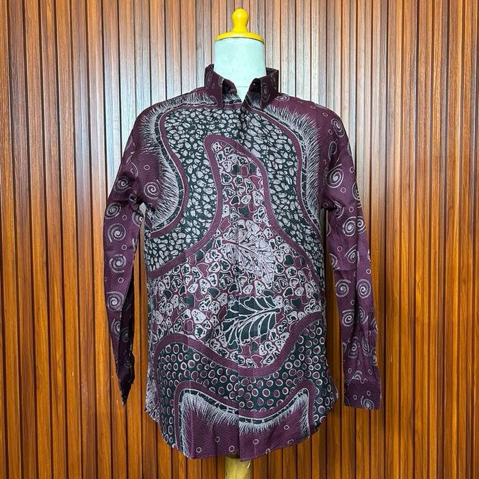 Kemeja batik pria bahan sutra dobby atbm serat nanas batik asli solo