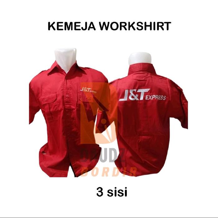 J&T EXPRESS kemeja lengan pendek bordir J&T free nama