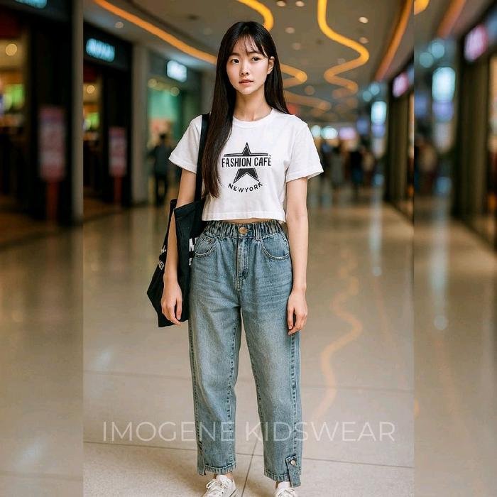 ER-438 SETELAN BAJU LENGAN PENDEK ANAK PEREMPUAN IMPORT USIA 6-12 TAHUN SETELAN BAJU ATASAN KAOS CRO