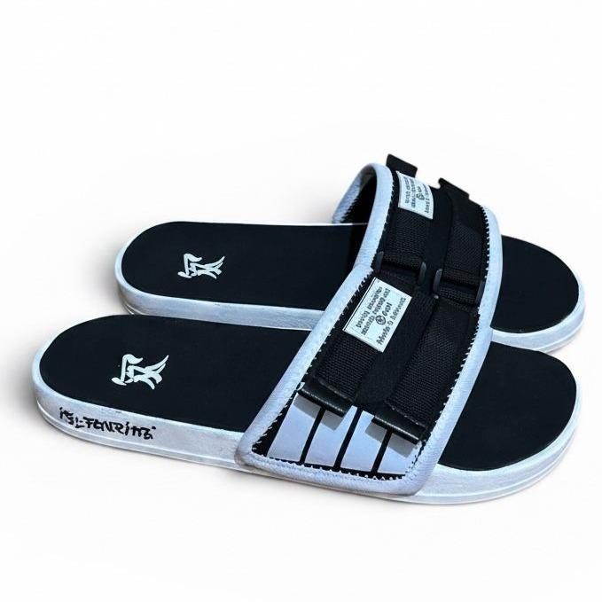 Edash - Sandal Selop Pria Dan Wanita Motif GRS Bahan Karet Bensol Polos Putih Sepatu Pria Murah 2026