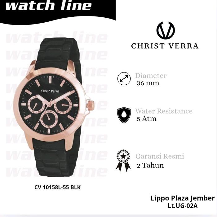 CHRIST VERRA SERI CV 10158L-55 BLK. JAM TANGAN WANITA