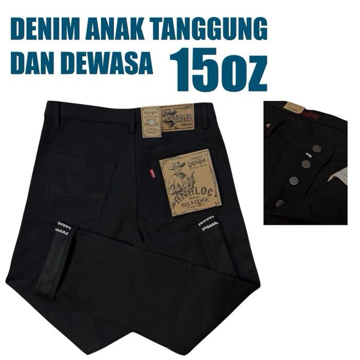 DENIM ANALOG FULL BLACK 15oz ACCENT SELVEDGE DENIM OUTFIT CELANA DENIM TERBAIK DENIM HITAM