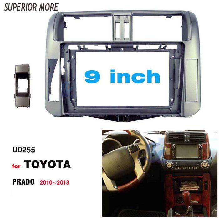 2 Din 9 Inch Car Radio Plastic Fascia Plane Frame for TOYOTA Prado