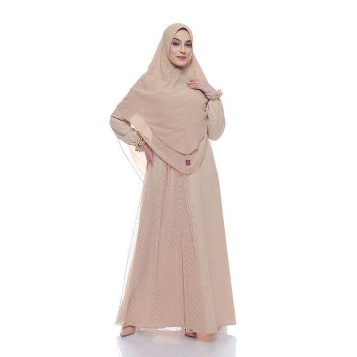 Arra Gamis Wanita Dewasa Elegant Raudhah Caramel Muslim Dress Mewah