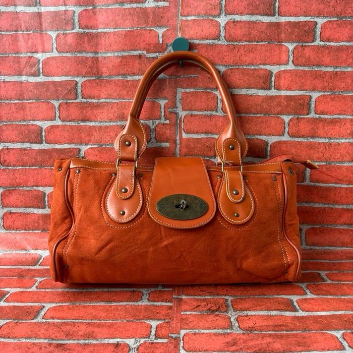 TAS TOP HANDLE PESTA WANITA SECOND BRANDED ORANGE BLUDRU / TAS TENTENG WANITA