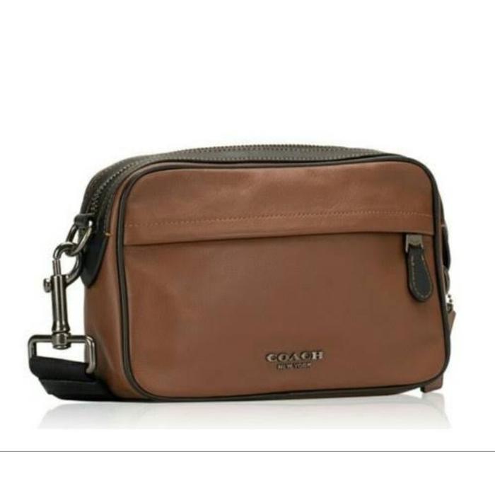Tas Selempang Pria Wanita 39946 Graham Crossbody Bag Leather Saddle Brown