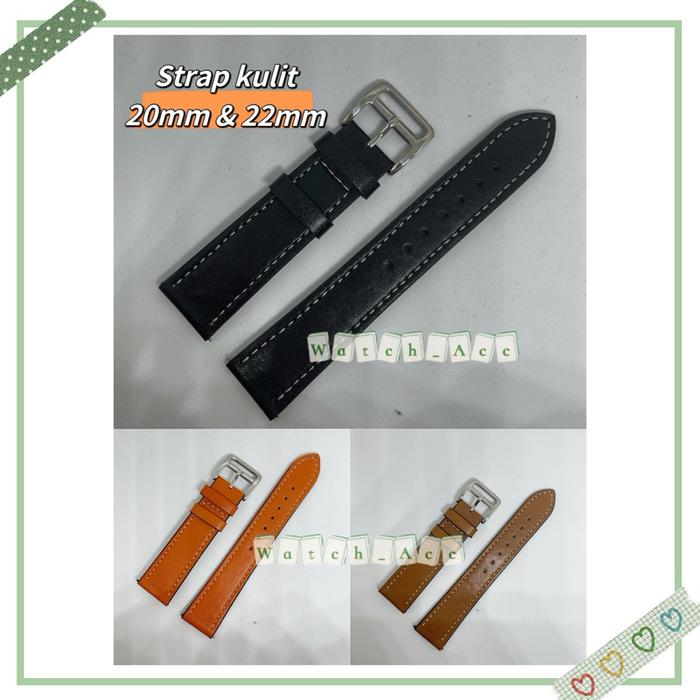 STRAP TALI JAM TANGAN KULIT UNIVERSAL 22MM & 20MM LEATHER STRAP TALI JAM NON LOGO STRAP MAGNET CASI
