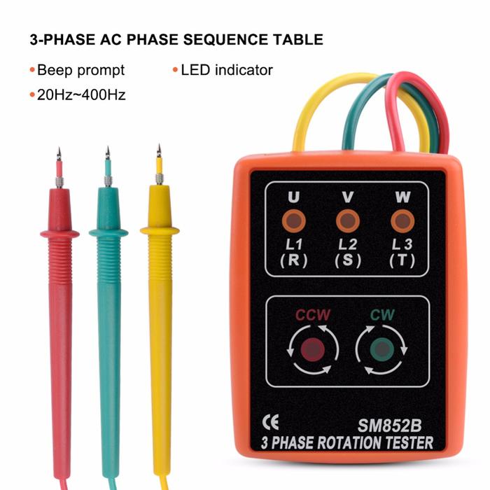 yieryi SM852B Phase sequence tester Indicator 3 Phase Rotation Tester