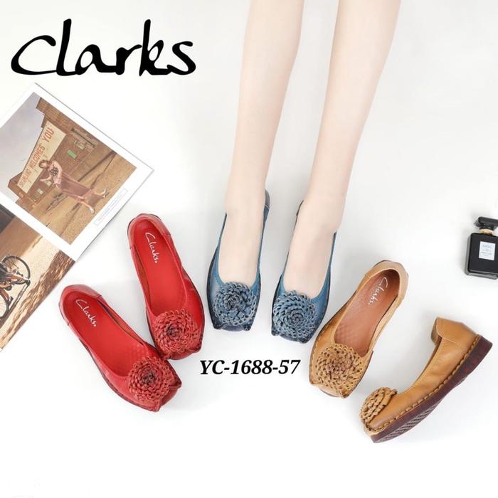 TERMURAH Sepatu Clarks YC-1688-57 Marigold Flower Flat / Clark / Clark flat / sepatu kulit sapi asli