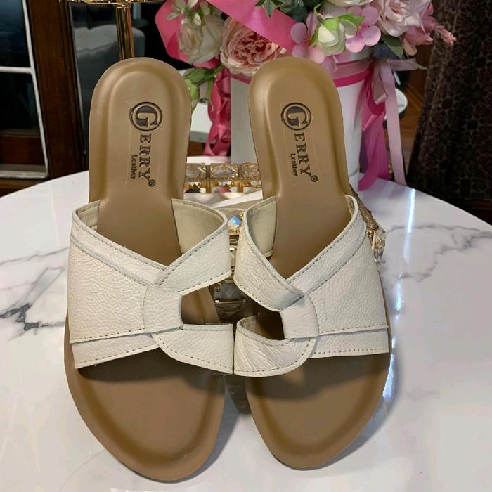 Sendal kekinian slop wanita kulit_Gerry Leather Sandal Cewek