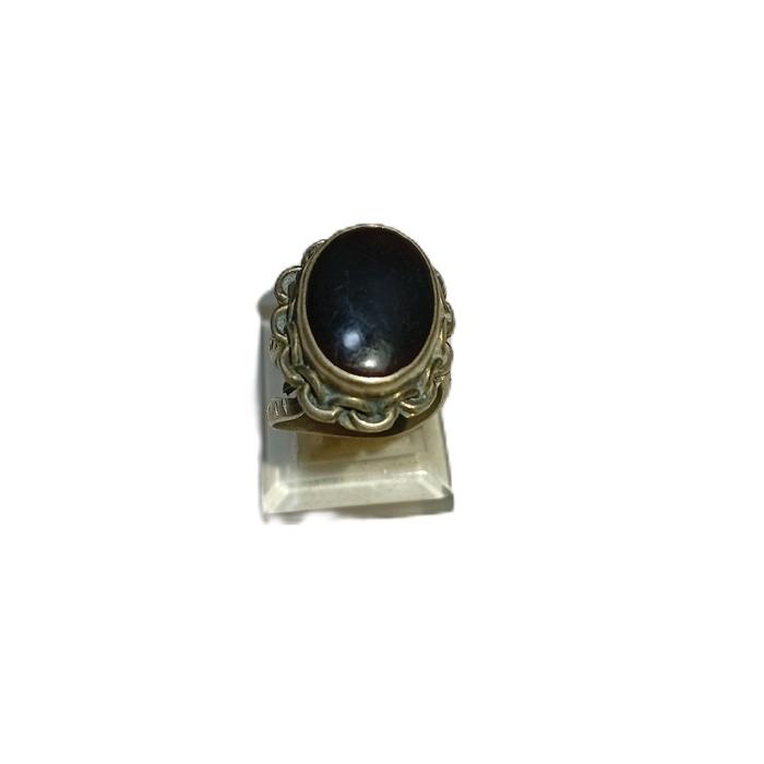 cincin perak 925 berat keseluruhan 7gr dgn batu berwarna hitam natural (kemungkin,  bacan doko hitam