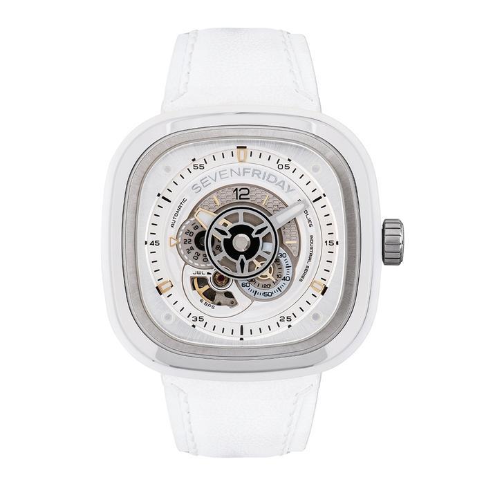 Jam Tangan Pria Sevenfriday P1C/01 Putih dengan Mesin P-Series Resmi, Tampilan Modern dan