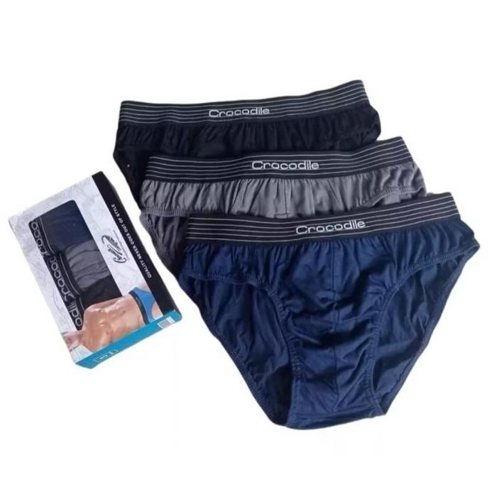Celana Dalam Crocodile Pria Dewasa Kotak Putih CD Cowok Karet Boxer Art 247 Men Brief 3 Pcs [1 Pack]