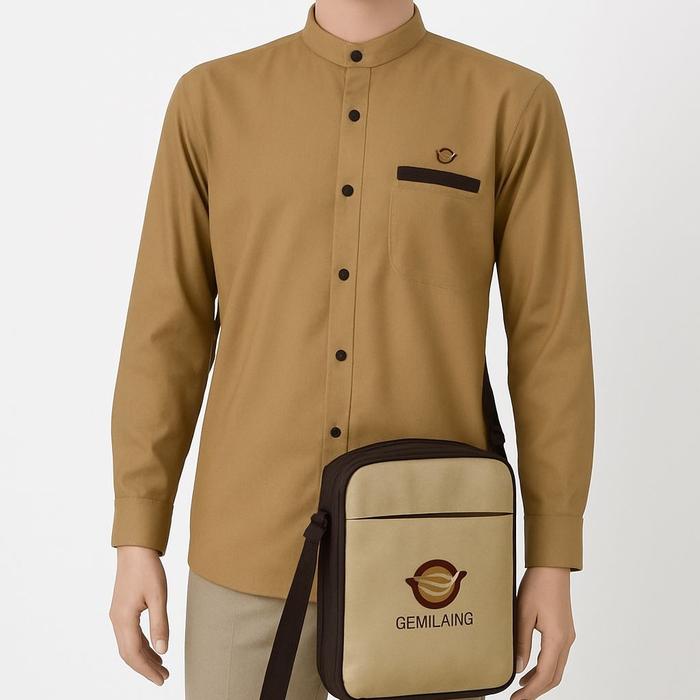 GEMILANG DP UMROH + FREE KOKO KURTA Baju Umroh dengan koko berwarna Coklat Muda