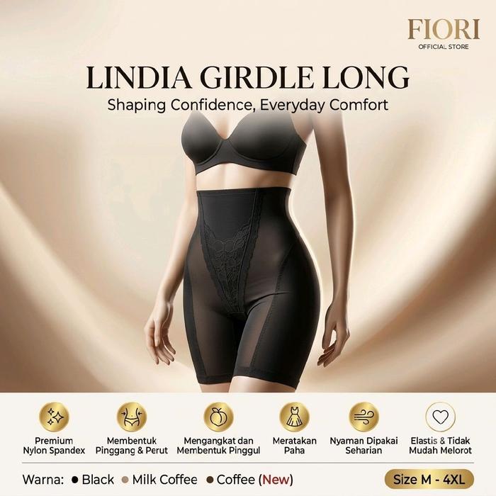 FIORI Celana Korset LINDIA GIRDLE LONG Black | Celana Pengencang Perut dan Paha Wanita