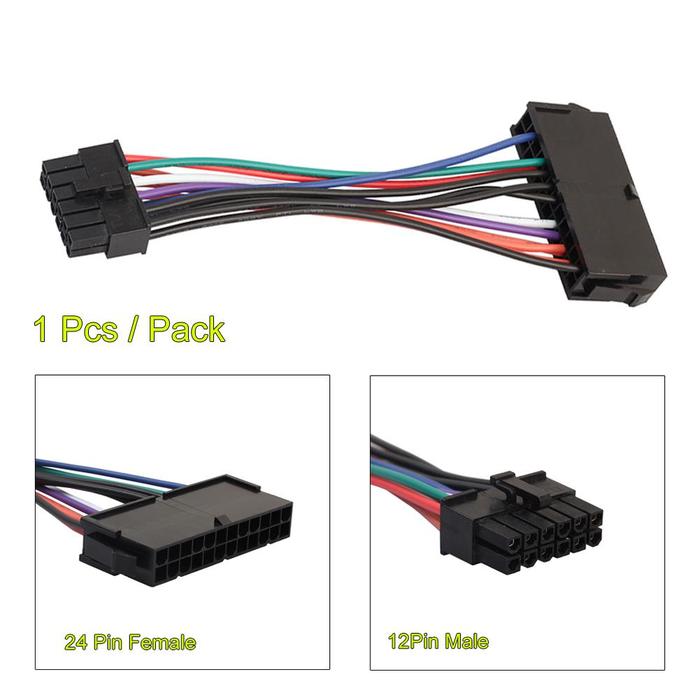 15cm 24Pin to 12Pin Power Cable ATX 24-Pin Female to 12-Pin Male PSU