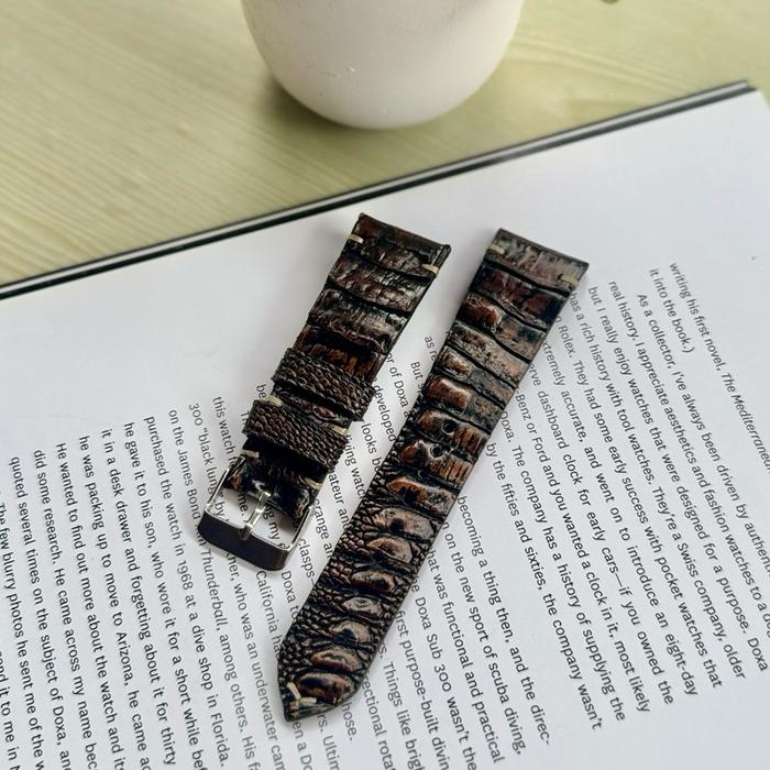 Tali jam tangan ostrich 24mm. Original ostrich watch strap