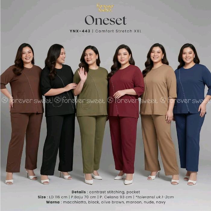 TERMURAH JUMBO XXL Setelan FOREVER Sweet Concept Label Hitam Exclusive Black One Set CP Celana Panja