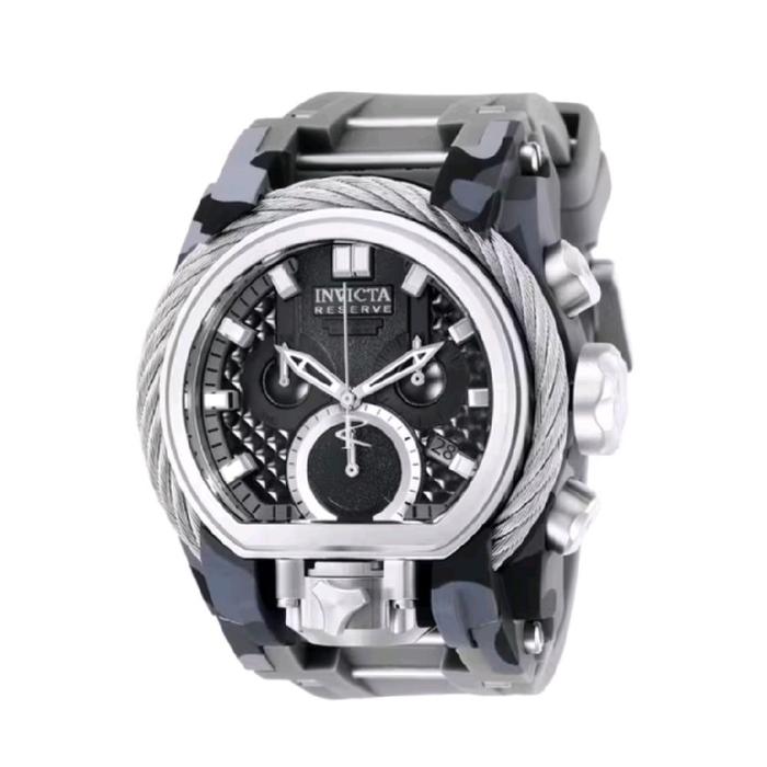 Jam Tangan Invicta Reserve Casual Silver Black Rubber Strap