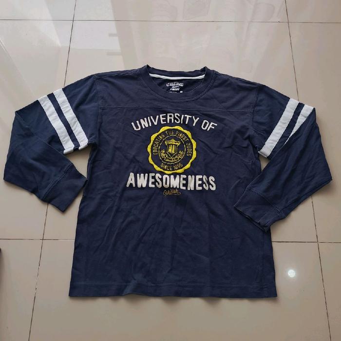 Kaos Lengan Panjang Biru Navy University of Awesomeness Oshkosh B'Gosh size 8