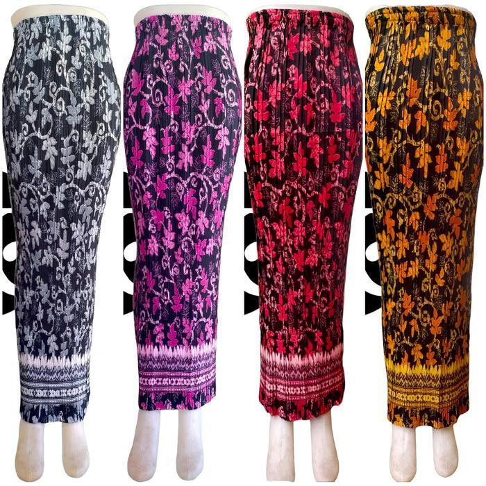 Rok Plisket Batik Skirt Jarik Kain Bawahan Kebaya Pakaiyan Pesta Kondangan Wisuda Seragaman Wanita P
