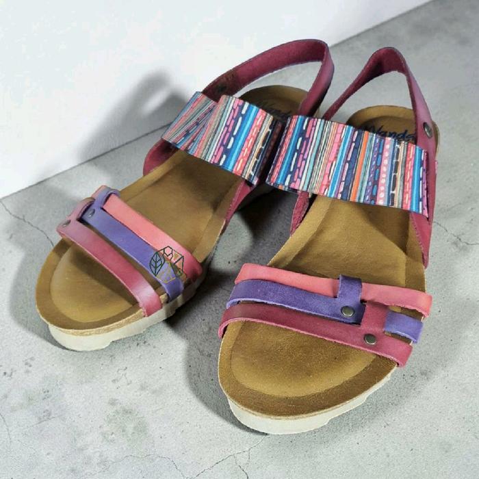 Sepatu Sandal Wanda Panda Becky Burgundy Flat Sandals - Size 38 - Handmade in Spain