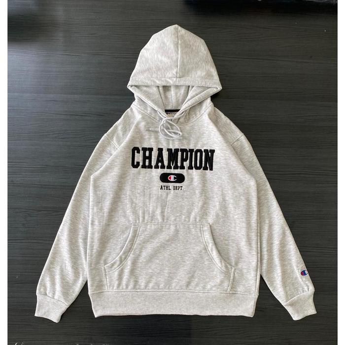 Hoodie champion bordir hitam unisex premium