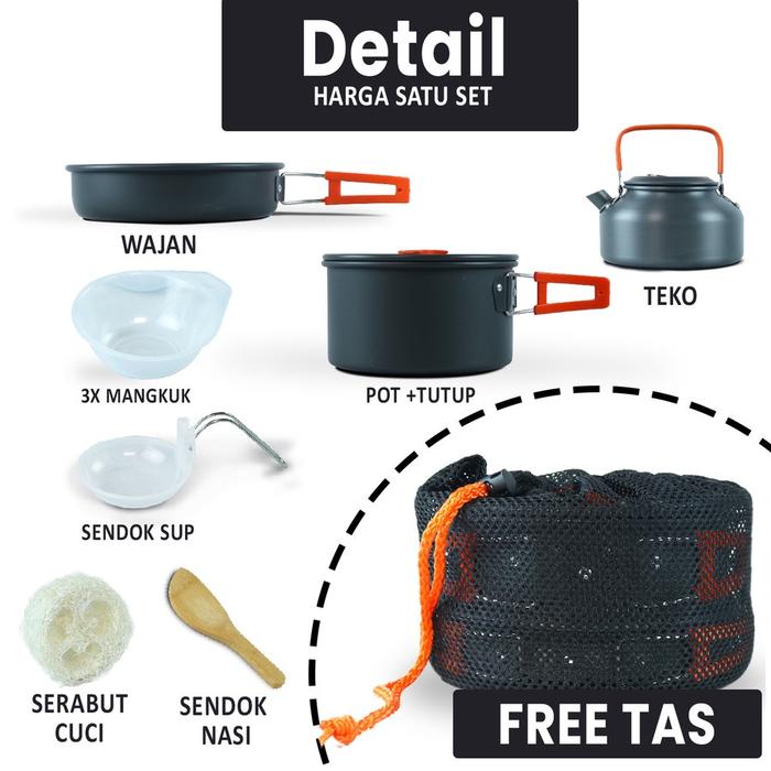 Cooking Set orange matougui CS308 or DS308/SY308 Nesting Anti Lengket