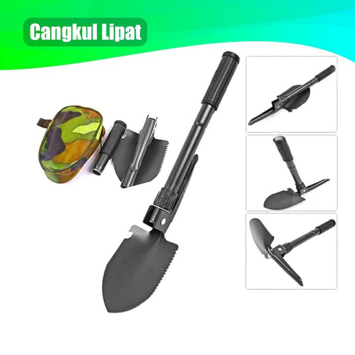Pacul Skop Lipat Militer Portable Survival Tools - Cangkul Pacul Sekop Gerigi Mini Lipat Sekop Tanah
