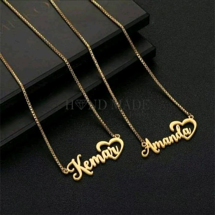 (beli 1 bonus cincin) kalung nama titanium best seller tidak gatal di leher