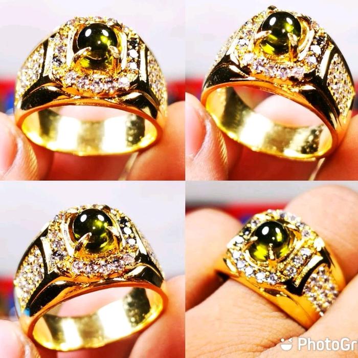 Mustika Lipan Mewah Dark Green Iket Ring Kuningan All Size