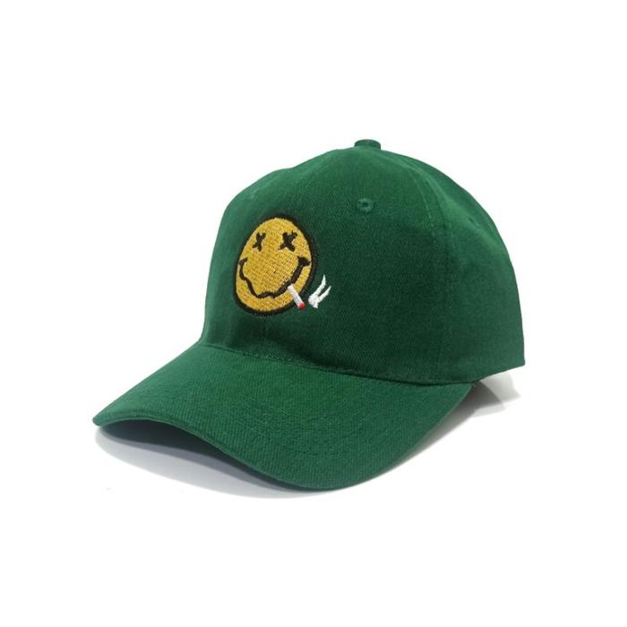 Topi Bordir Nirvana Smile Emoticon Smoke Baseball Cap