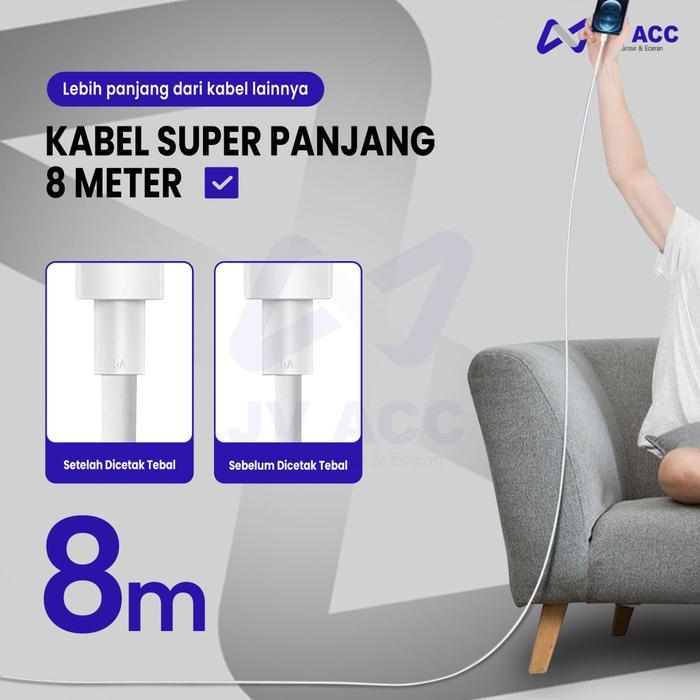 Ready - Kabel Charger Kamera Camera Cctv Micro Usb Panjang Kabel 8 Meter