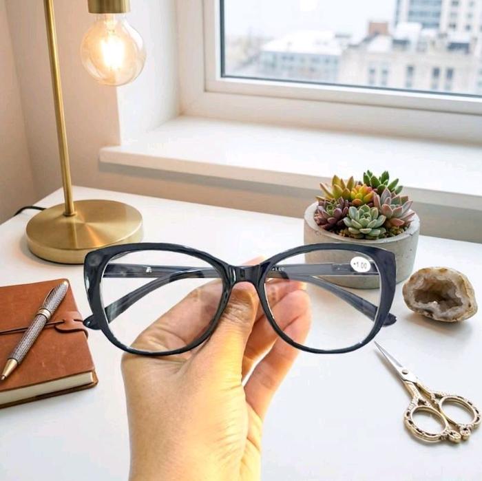 kacamata baca double baca dan jalan frame cat eye lensa tangkai pering +1.00 sd +3.00 JS203D-R Free