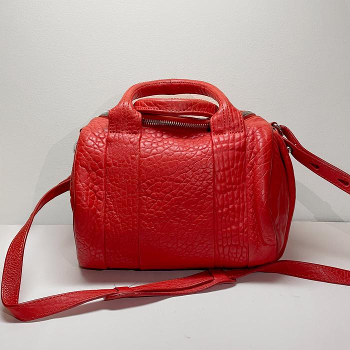 Alexander Wang Rockie Pebbled Leather Duffel Bag in Red Vermillion with Strap and Dustbag 100% Origi