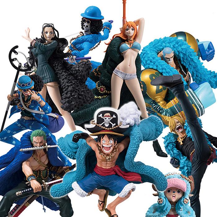 Anime One Piece Blue Clothes Luffy Nami Robin Franky Ichiban 20th