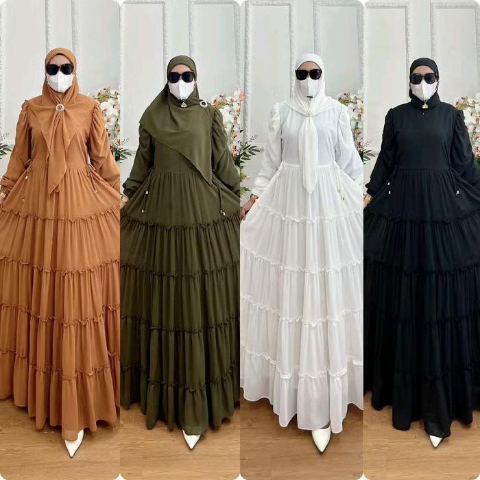 Gamis Syar'i Sohwa - Set Pakaian Lengkap dengan Hijab Segi Empat dan Cadar, Model Ceruti Baby Doll P