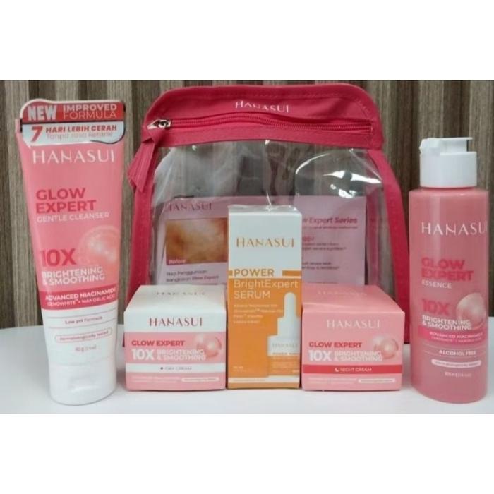 Hanasui Glow Expert Set 4 Pcs + Brightening Bright Serum Free Pouch