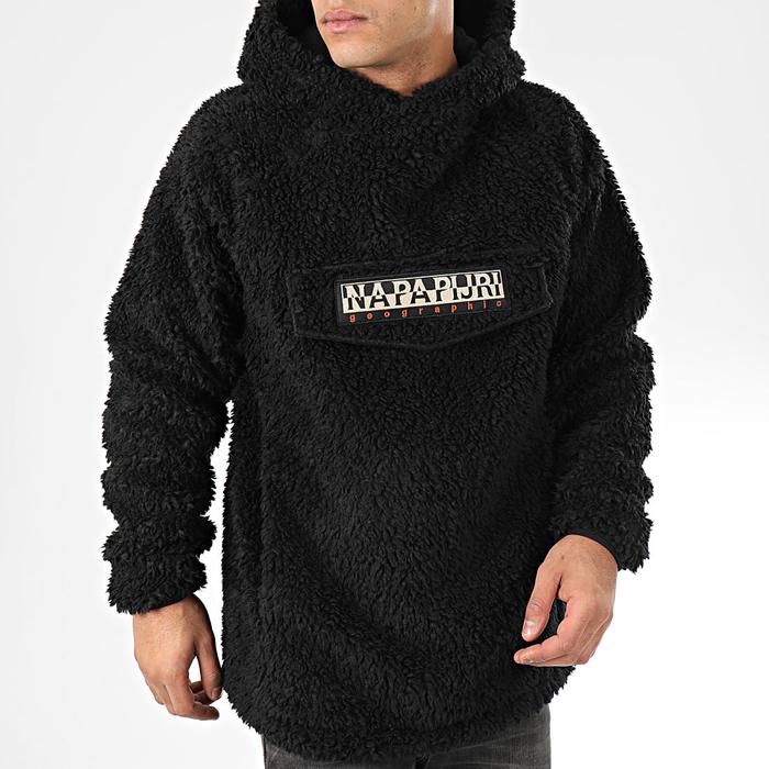 Napapijri Telve Fleece Hooded Sweatshirt Original Sherpa Jacket Pria Bulu Hangat Ringan