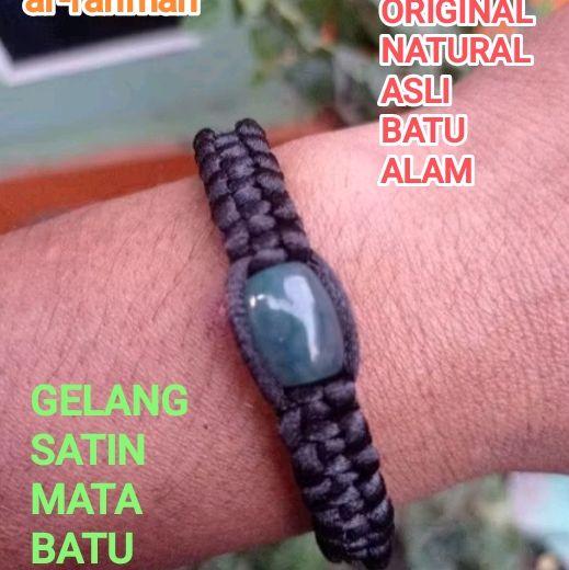 GELANG SATIN MATA BATU PANDAN HIJAU 16mm ORIGINAL BATU ALAM ASLI