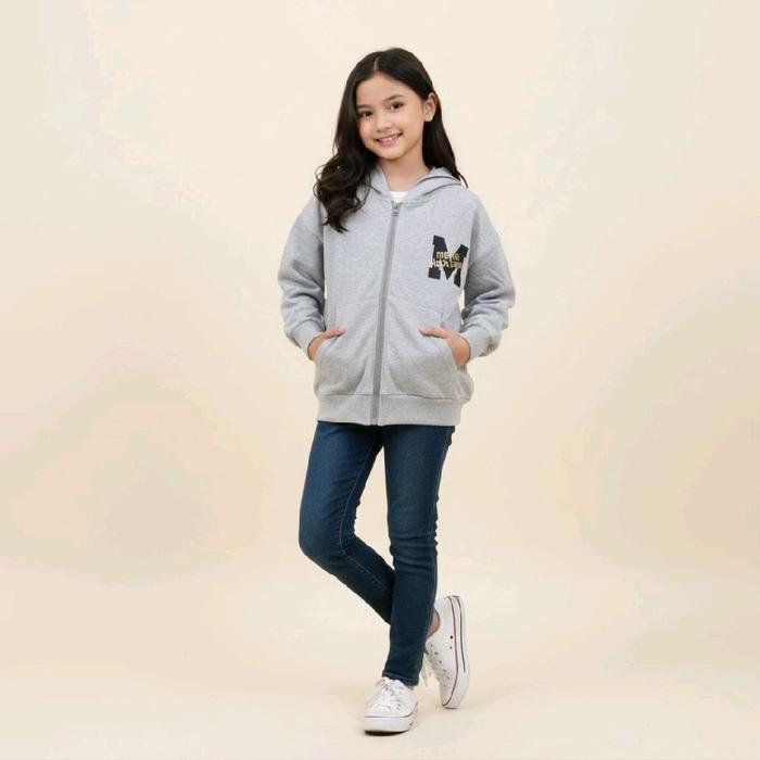 Jacket Girls Artic Trail Peak Scape Jaket Anak Perempuan Abu Abu Usia 7-12 Tahun Material Bahan Baby
