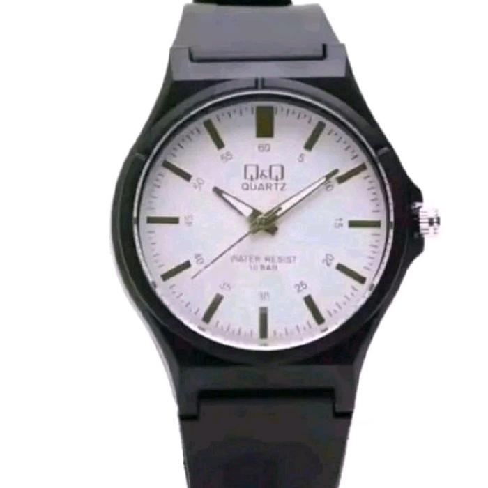 Jam Tangan Pria Wanita Tali Karet Fitur Analog QQ Quartz Water Resist 10 BAR