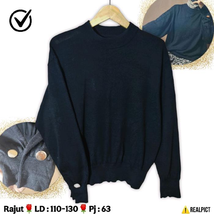 Sweater Polos Lengan Balon Size L Kancing Lengan Inara Innara Crewneck not Uniqlo Sweeter Sweter Raj