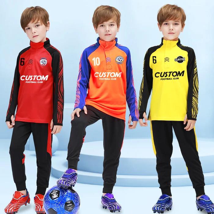 Boys Soccer Tracksuit Warm Flecce Kids Football Tracksuit Training Soccer Sportswear Tracksuit Footb