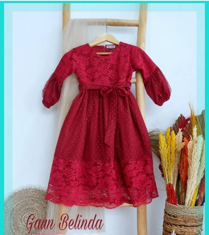 DRES GAMIS BEILINDA ANAK 1 - 14 TAHUN // MERAH-MAROON // TERLARIS DAN TERMURAH Perempuan