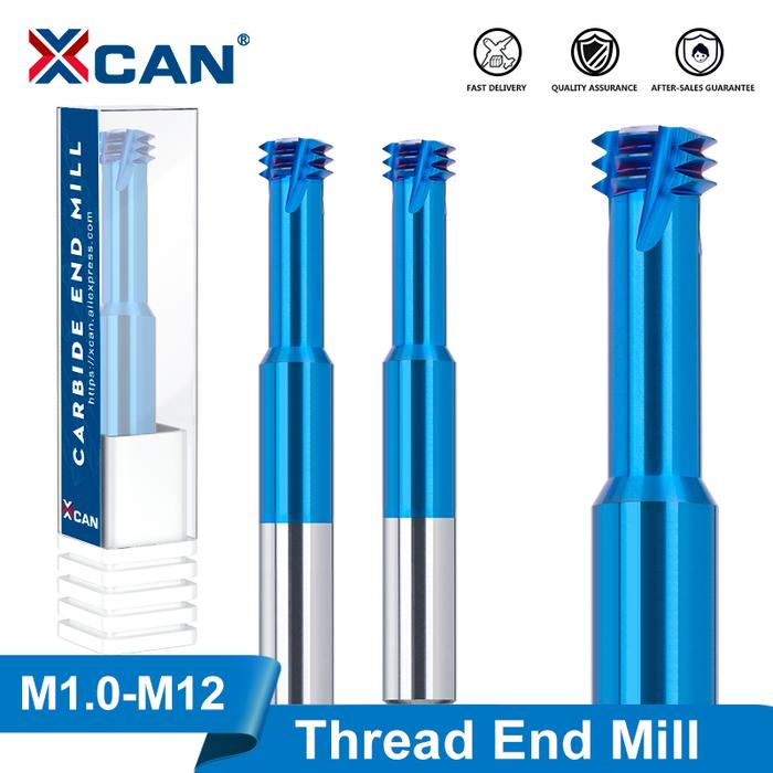 XCAN End Mills 3 Flute Metric Thread End Mill 60 Degrees M1.0-M12 CNC