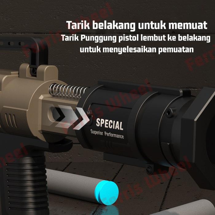 Ferris Wheel RPG Bazooka Simulasi Memuat dan Melempar Shell Soft Shotgun Pistol Mainan Anak